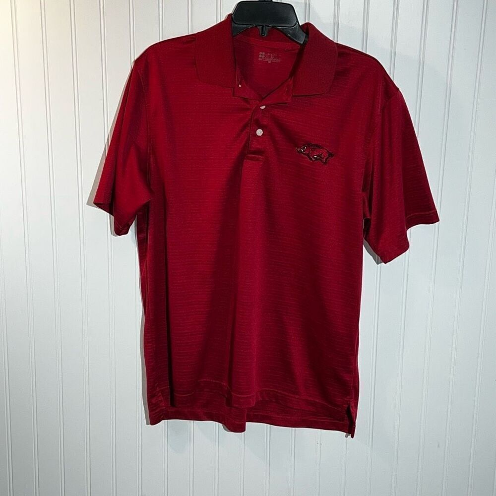 Arkansas Razorbacks Polo Men’s Medium Red ARC Embroidered Razorback Short Sleeve